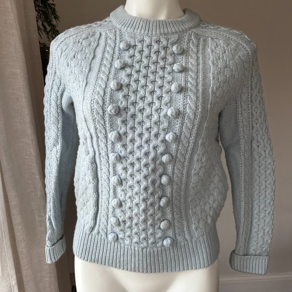 J. Crew Popcorn Cable-Knit Baby Blue Sweater - Picture 2 of 5
